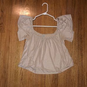 Tan with glitter flow top